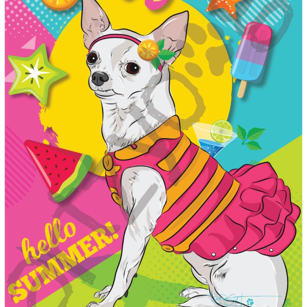 Chihuahua (white) - Hello Summer!